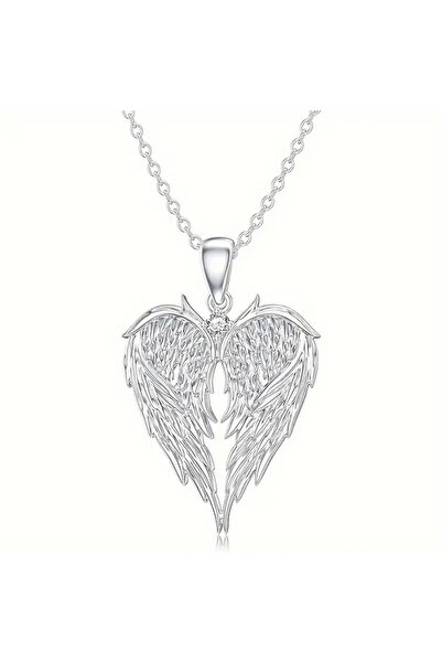 Choice قلادات فضية مرصعة بكريستال على شكل أجنحة ملاك وقلب، هدية مثالية للنساء...