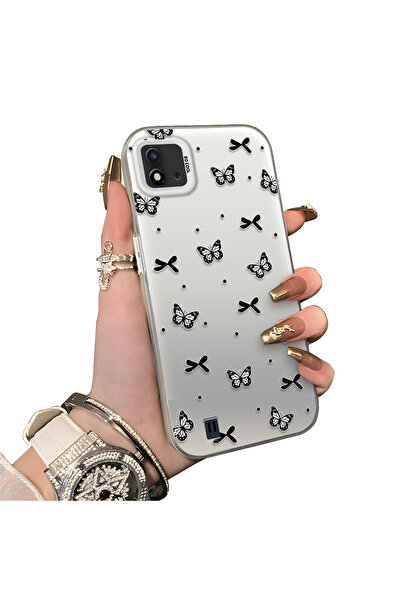 ucuc Realme C20/C20A Compatible Acrylic Back Silicone Edge Bow Protective Case