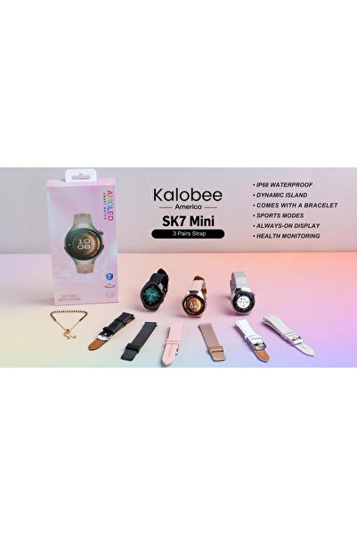 KALOBEE SK-7 MİNİ Süper Amoled Akıllı Saat 3 Kordon Bileklik hediyeli