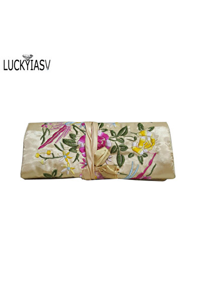 Choice منظم مجوهرات سفر بيج مطرز بتصميم كلاسيكي، قابل للطي، حقيبة مجوهرات ملف...