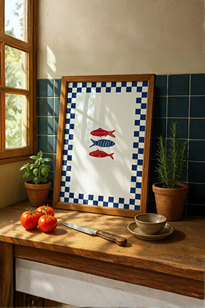 fuart.co Üçlü Balık Deniz Canlıları Mutfak Posteri, Çerçevesiz Poster, Duvar ...