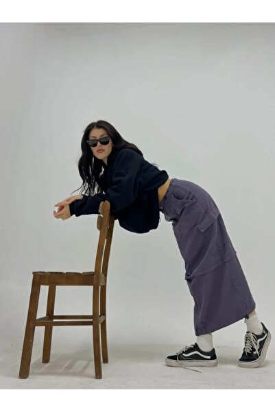 alhemengelir Fusta lungă Fume Cargo cu buzunare și șnur la talie