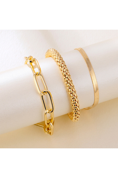 Choice طقم أساور معدنية ثقيلة كبيرة وسميكة من 4 قطع بتصميم بانك، للنساء، بنمط...