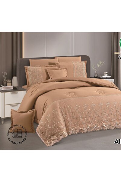 alzawia مفرش سرير دانتيل نفرين 8 قطع فخم من خامة الميكروفايبر يضيف الجمال لدي...