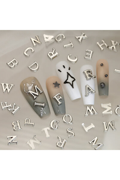 Choice sliver-26pcs 26Pcs 3D Gold Alphabet Nail Art Charms Alloy A-Z English Letters Nail Art Decorations L