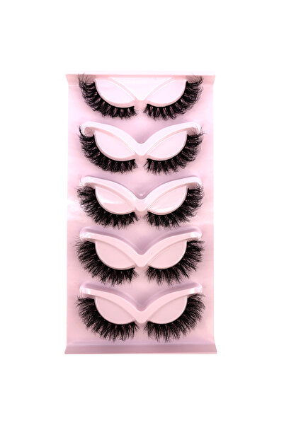 Choice1 5 أزواج - RU-1، 5 أزواج من رموش عين القطة، رموش منك ثلاثية الأبعاد طبيعية وواقعية وفوضوية، كثيفة ومجنحة، إيلون