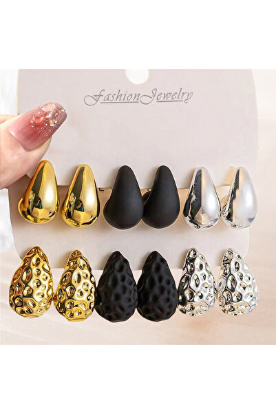 Choice Mixing Color Classic 3-color Smooth Water Drop Stud Earrings Punk Chun...