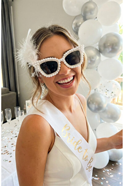 Happyline Gümüş İncili Cat Eye Gelin Gözlük, Bride Akım After Parti Düğün Kın...