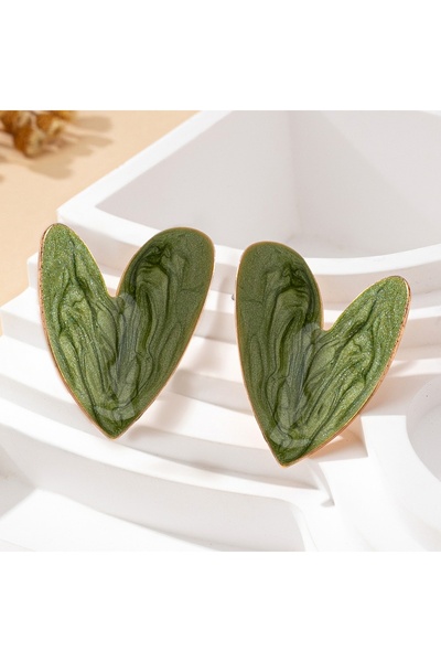 Choice Lightgreen A Pair of Women's Earrings, Smooth Irregular Heart-Shaped E...