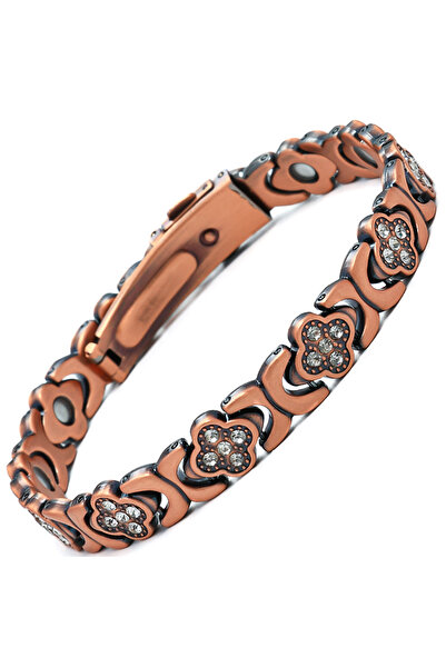 Choice سوار نحاسي مغناطيسي كامل بطول 21 سم بلون برونزي ونمط ريترو على شكل نفل...