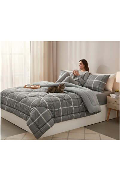 Esre ev tekstili BATTAL BOY WELSOFT UYKU SETİ. Safir gri. Çarşaf dahil