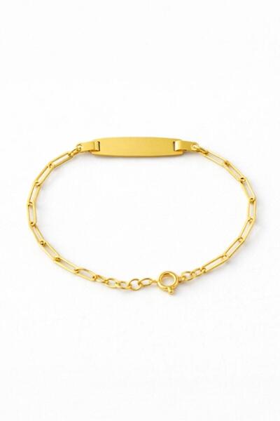 Çgk Çiğdem Gürel Kuyumculuk 8 Ayar Altın Çocuk Künyesi – Plaka Detaylı Zincir...