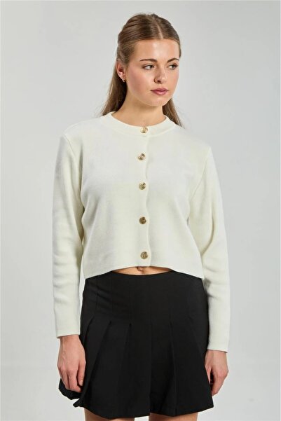 modapark.ist Women's Flat Front Buttoned Knit Cardigan