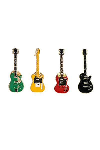 Choice مجموعة من 4 قطع من دبابيس بروش على شكل آلة موسيقية مرحة، على شكل جيتار...