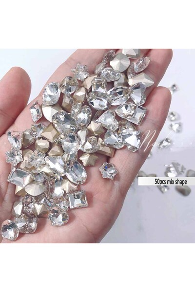 Choice JZ88-1 50 قطعة من أحجار الراين الكريستالية البيضاء اللامعة ثلاثية الأب...