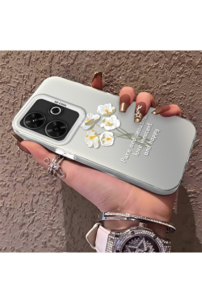 ucuc Xiaomi Poco M6 4g Compatible Silicone Edge Acrylic Back White Flower Pro...