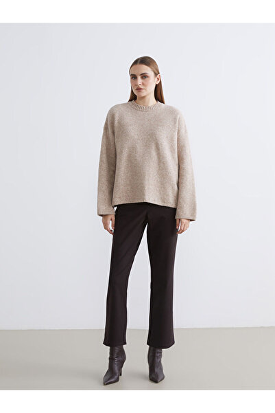 LC Waikiki Brown Elastic Waist Carrot Cut Women's Trousers