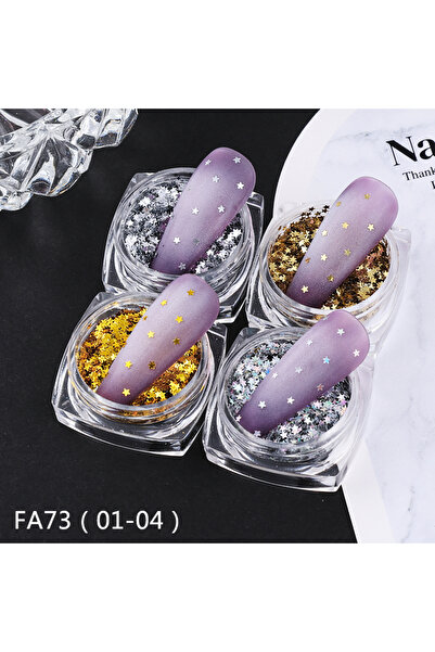 Choice FA73 01-04 4 Colors Laser Silver Gold Star Nail Sequins Holographic Mini Pentagram Flakes Slices Sp