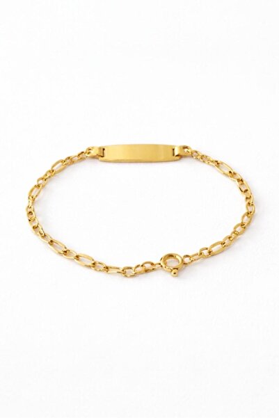 Çgk Çiğdem Gürel Kuyumculuk 8 Ayar Altın Çocuk Künyesi – Plaka Detaylı Zincir...