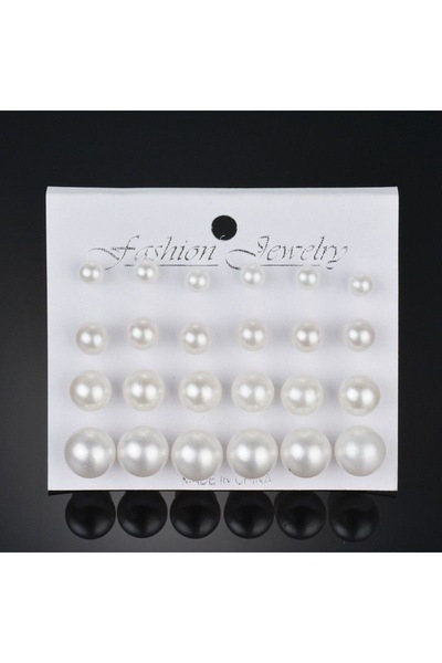 Choice طقم أقراط لؤلؤ أبيض نقي من لينيك، 12 زوجًا، قيمة رائعة، تصميم بسيط وأن...