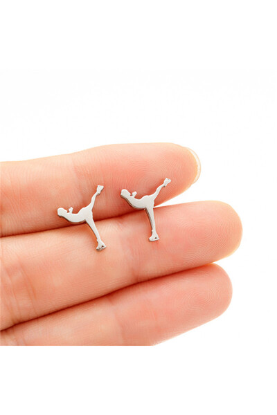 Choice أقراط فضية اللون من الفولاذ المقاوم للصدأ عيار 727، مناسبة للرياضة وال...