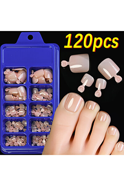 Choice TD248-B6 120Pcs Glossy Black Press On Toenails Short Square Full Cover Fake Toenail Tips for Summer