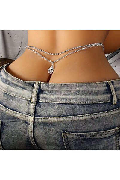 Choice Silver Water Drop Luxury Rhinestone Double Chain Water Drop Waist Chains Body Jewelry for Women Crys