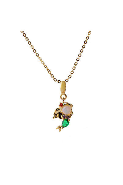 Choice قلادة أميرة من الفولاذ المقاوم للصدأ، مرصعة بخمسة أحجار زركون ملونة، ق...