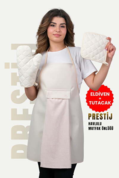 sevilya Prestij Set of 4 Liquid-Proof Waterproof Kitchen Aprons (Glove Holder)