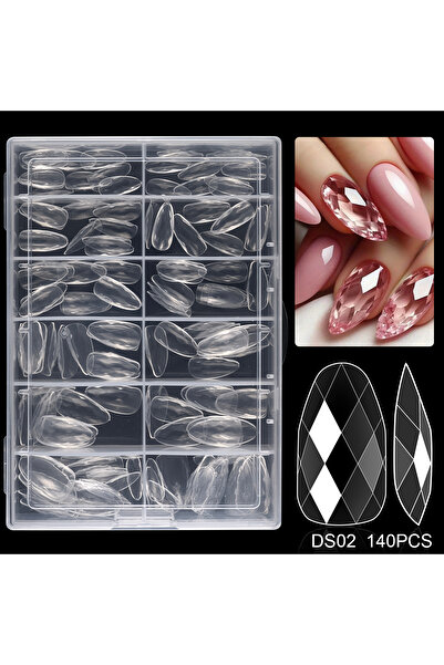 Choice DS-02 120/140 قطعة أظافر صناعية قصيرة شفافة على شكل لوز، تغطية كاملة، ...