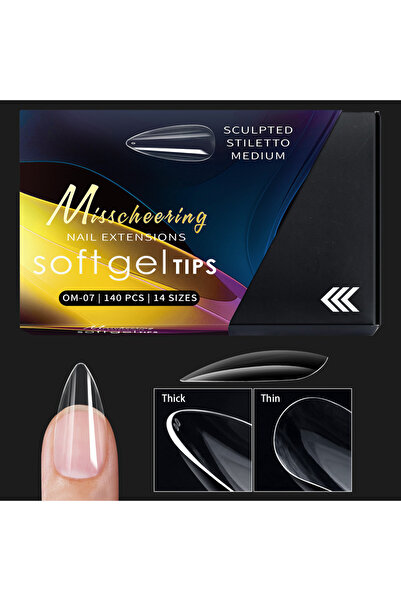 Choice OM07-140PCS 120/140pcs Exquisite box set Almond False Nail Tips Clear Matt Soft Fake Nails Extension