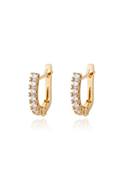 Choice E2301G-12 Cubic Zirconia U Shape Stud Earrings For Women Stainless Ste...