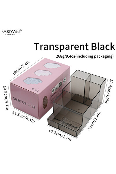 Choice black Transparent Nail Art Storage Box Nail Brushes Nail File Storage Containers Grinding Head Acryl