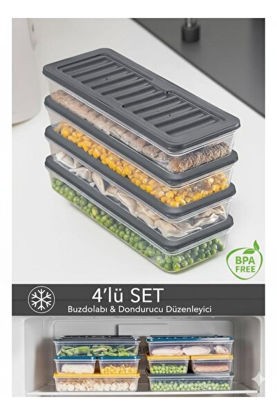 vita 4 Parça Saklama Kabı-Mikrodalga Uyumlu-4x1000 ML Antrasit