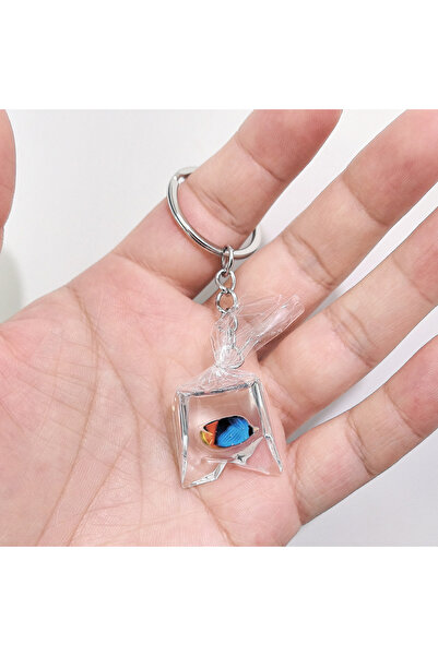 Choice قطعة واحدة - ميدالية مفاتيح على شكل سمكة ذهبية شفافة زرقاء، إكسسوارات ...