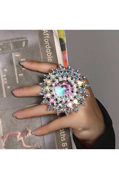 Choice خواتم فضية مطلية بأحجار كريمة، كبيرة الحجم، بتصميمات هندسية، مناسبة لحفلات النساء، أزياء فاخرة، تصميمات مستوحاة من موضة الألفية الجديدة.