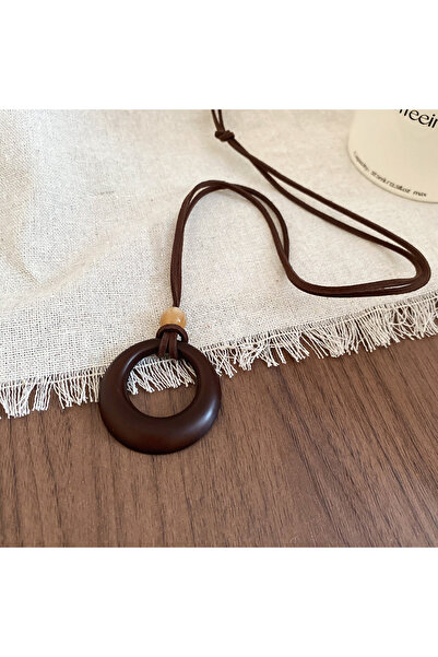 Choice قلادة ستايل 17 سوداء قهوة دائرية على شكل قطرة ماء مصنوعة من الراتنج، د...