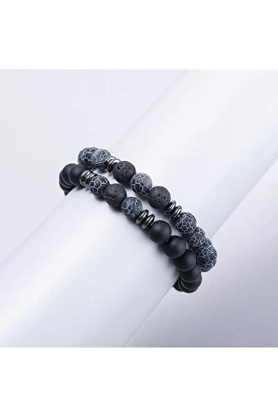Choice 17cm 2Pcs Weathered Onyx 2Pcs Man Bracelet Energy Stone 8mm Tiger Eye ...