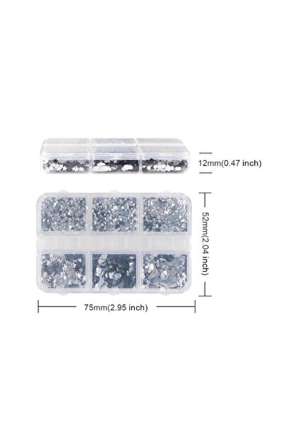 Choice one size 6 Grid Mixed Silver Glitter Love Star Nail Charm 3D Nail Decoration Nail Jewelry Nail Salon