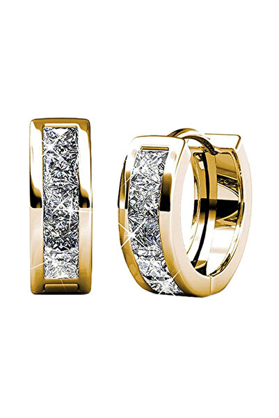 Choice E2247 Huitan Fashion Versatile Women Hoop Earrings with Half Circle Cubic Zirconia Exquisite Gift Te