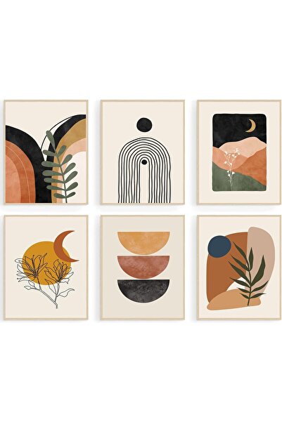 KBKBART Boho Wall Art Prints, Mid-Century Modern Wall Art, Abstract Geometry Canvas Paintings