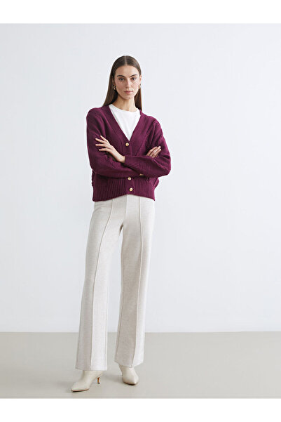 LC Waikiki Beige Elastic Waist Wide Leg Women's Trousers