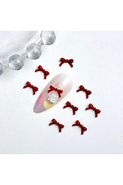 Choice Dark Red 8mm 50PCS 50Pcs Multiple Colors Bowknots Nail Art Charms Mini Adorable Line Bows Ties Resin