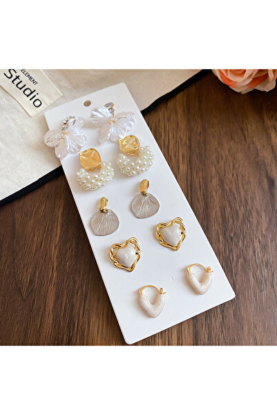 Choice 10 pcs set 1 6/10/12 Pcs Simulated Pearl Round Square Stud Earrings Sm...