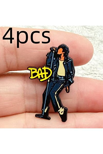 Miniso 4 قطع من دبابيس طية صدر السترة المطلية بالروديوم، تحمل صورة مايكل جوزي...