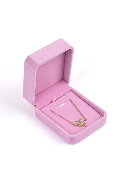 Choice علبة مجوهرات مخملية وردية مثمنة الشكل، علبة قلائد، دلايات، أساور، علبة...