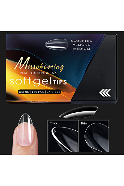 Choice OM05-140PCS 120/140pcs Exquisite box set Almond False Nail Tips Clear Matt Soft Fake Nails Extension