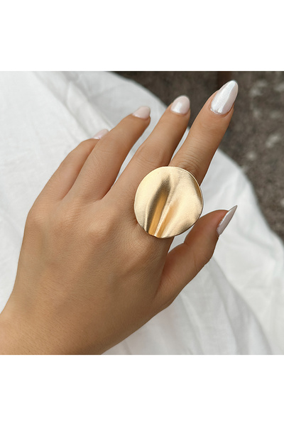 Choice خاتم بيوروي فريد كبير الحجم للنساء، لون ذهبي غير لامع، قابل للتعديل، بتصميم بانك