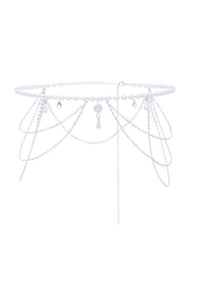 Choice silver Layered Pearl Charms Waist Chain Silver Plated Belly Chain Bikini Body Chain Women Adjustable