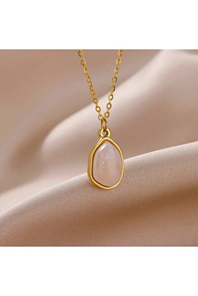 Choice قلادة بيضاوية الشكل من حجر الأوبال للنساء، مصنوعة من الفولاذ المقاوم ل...